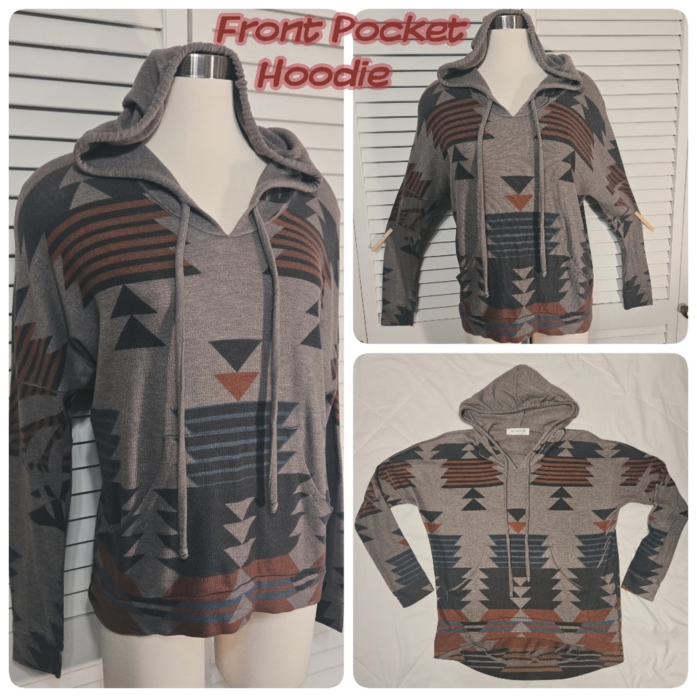 Southwest Aztec Drawstring Hoodie with Kangaroo front Pocket